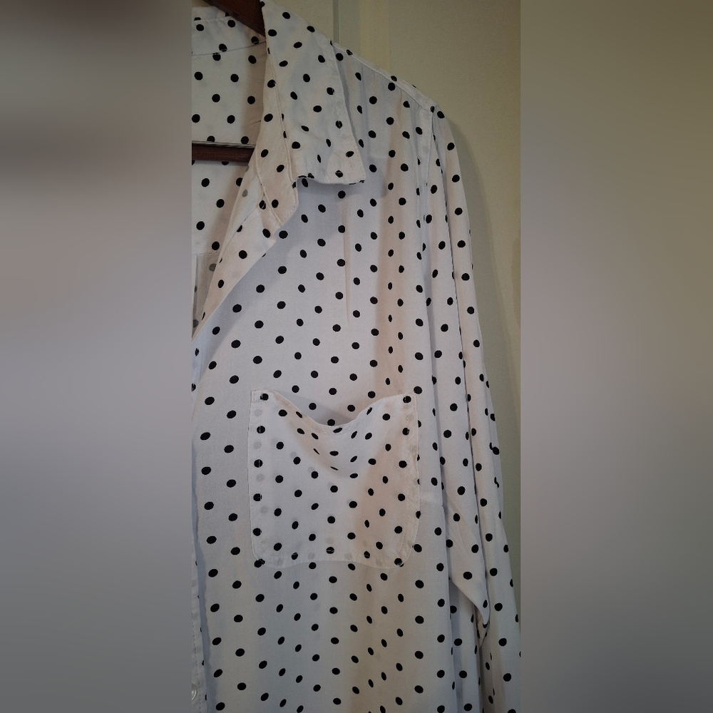 Belvet Hearth White Polka Dot Button-Up Shirt Sz 2X Casual Summer Rayon Boho - Picture 8 of 9
